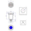 PILOTO AZUL 24VDC LED 12MM AGUJERO - 16MM CABEZA - 23MM FONDO BORNE TORNILLO US