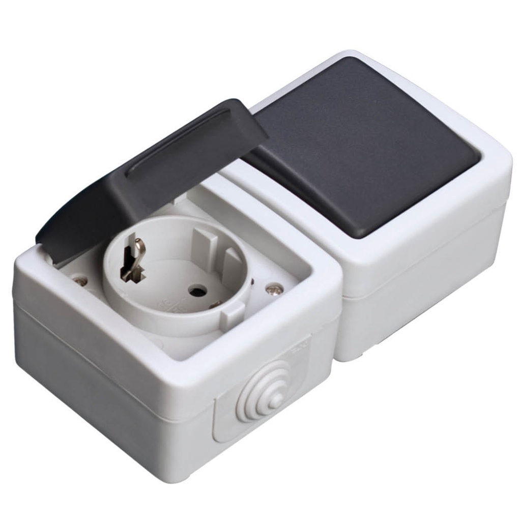 CONJUNTO BASE ENCHUFE CONMUTADOR ESTANCO IP54 GSC