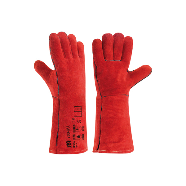 GUANTE SOLDADOR LARGO T-9 ROJO MARCA