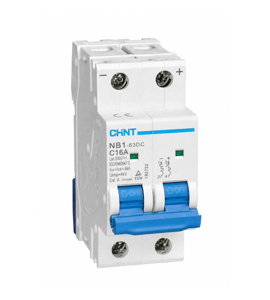 INTERRUPTOR AUTOMATICO MAGNETOTERMICO 2P 16A C 6KA DC NB1-63DC CHINT
