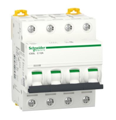 INTERRUPTOR AUTOMATICO MAGNETOTERMICO 4P 10A C 6/10KA iC60N SCHNEIDER