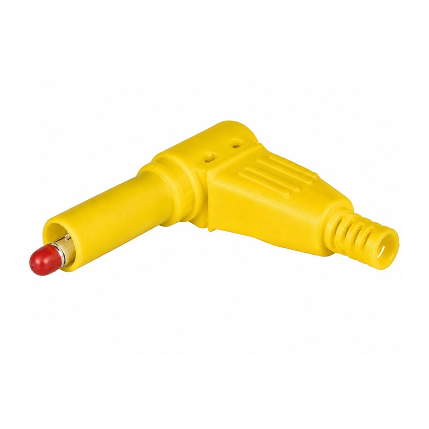 BANANA MACHO 4MM SOLDAR AMARILLA 600V ACODADA