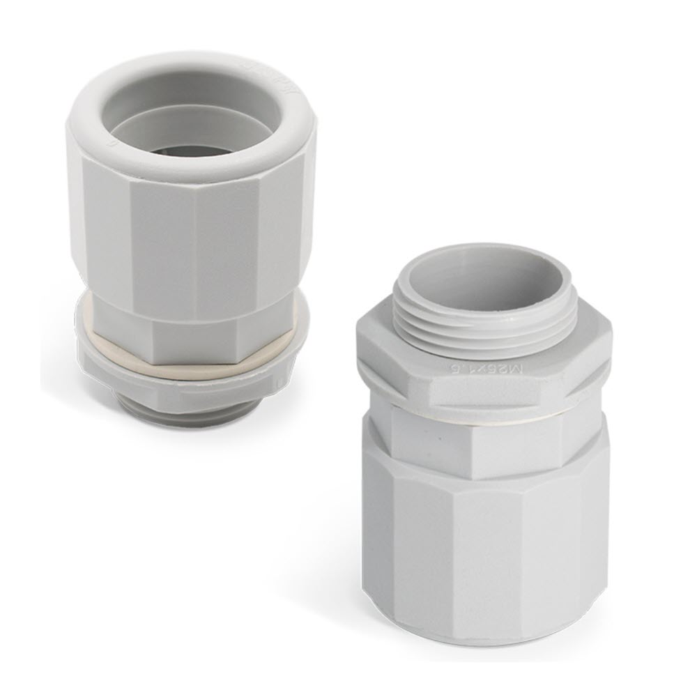 RACOR RECTO M20 C/TUERCA LH GRIS GAESTOPAS