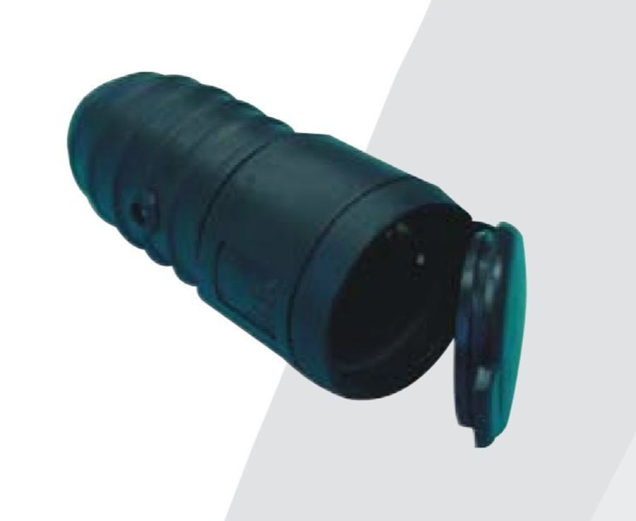 BASE ENCHUFE AEREA HEMBRA 2P+TT 16A IP44 GOMA NEGRA COFAC