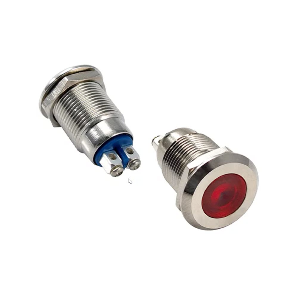 PILOTO ROJO 24VDC LED 12MM AGUJERO - 16MM CABEZA - 23MM FONDO BORNE TORNILLO US