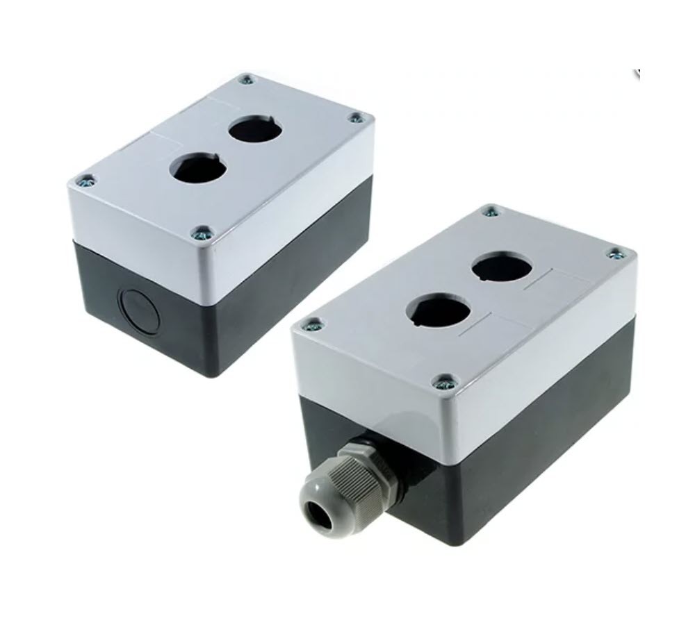 CAJA MANDO 2 ELEMENTOS PLASTICO BLANCO/NEGRO 72X113X65 IP54 XINDALI
