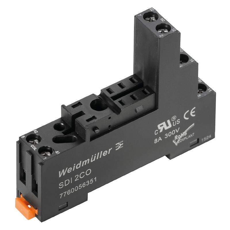 BASE RELE CARRIL DIN 2CONT. CONM. 8PIN 8A 300VAC WEIDMULLER