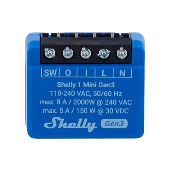 INTERRUPTOR INTELIGENTE WIFI CONTACTO LIBRE POT. 8A MINI GEN3 SHELLY