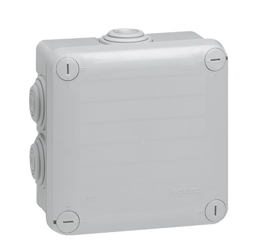 CAJA SUPERFICIE 105X105X55MM IP55 7 CONOS GRIS LEGRAND