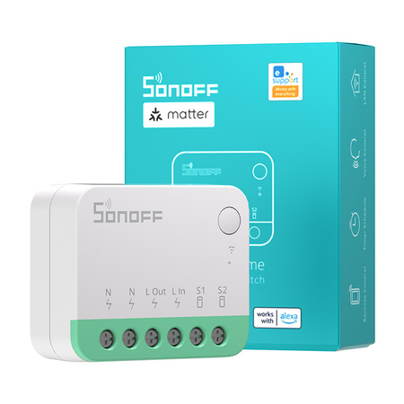 [MINIR4M] ACTUADOR 2 SALIDAS INTERRUPTOR 100-240VAC 6A CON NEUTRO MATTER SONOFF