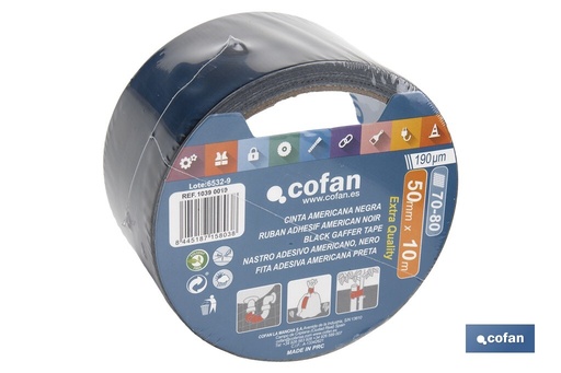 [10390019] CINTA AMERICANA NEGRA 50MMX10M COFAN