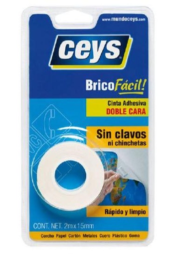 [500801] CINTA DOBLE CARA BLANCA 15MMX2M CEYS