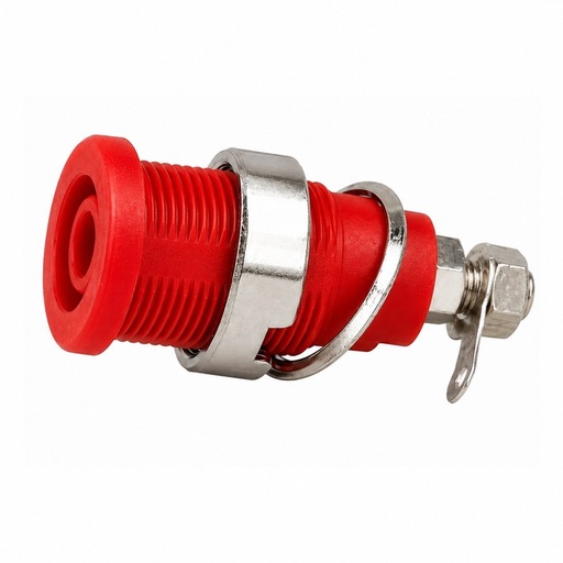 [BS-324-LG-R] CONECTOR HEMBRA BANANA 4MM 1000V 32A EMPOTRAR PANEL ROJA