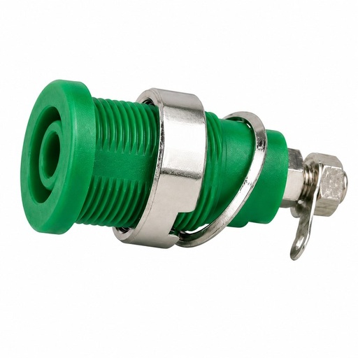 [BS-324-LG-G] CONECTOR HEMBRA BANANA 4MM 1000V 32A EMPOTRAR PANEL VERDE AXIO