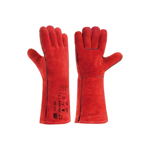 [788-MA] GUANTE SOLDADOR LARGO T-9 ROJO MARCA