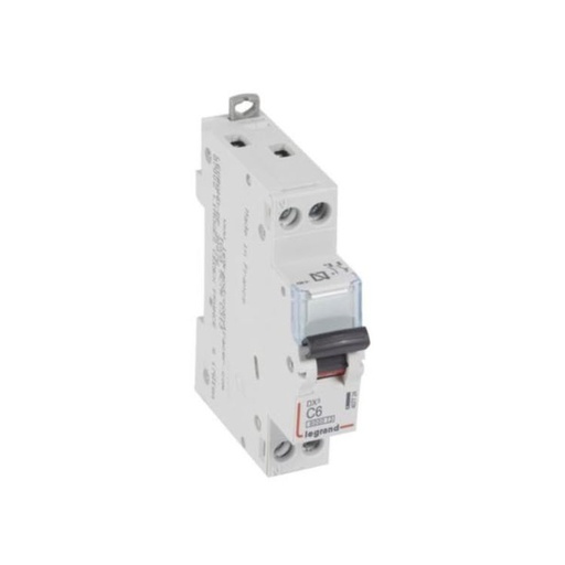 [407724] INTERRUPTOR AUTOMATICO MAGNETOTERMICO ESTRECHO 1P+N 6A C 6KA LEGRAND
