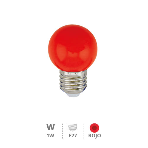 [200605006] LAMPARA ESFERICA LED E27 1W ROJA GSC