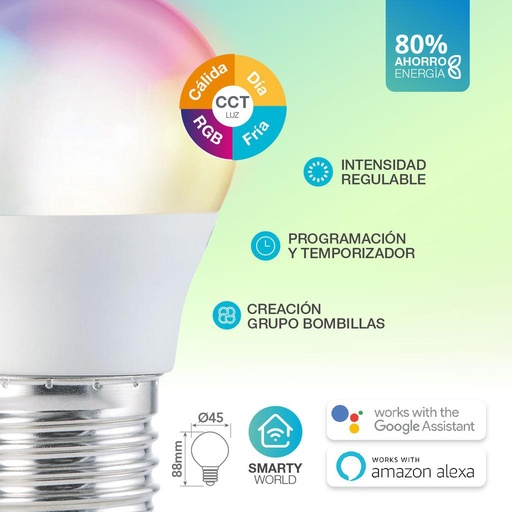[200651003] LAMPARA ESTANDAR LED RGB INTELIGENTE E27 5.5W WIFI GSC