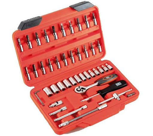 [192394] MALETIN JUEGO LLAVES VASO 1/4 72 DIENTES 46 PZAS. HR