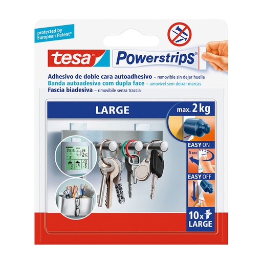 [58060-00000] PACK 10 TIRAS DOBLE CARA POWERSTRIPS TESA
