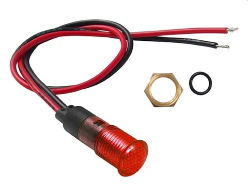 [PR24V8MM-01] PILOTO ROJO 24VAC/DC LED 8MM AGUJERO - 9.2MM CABEZA - 25MM FONDO C/CABLE FILN