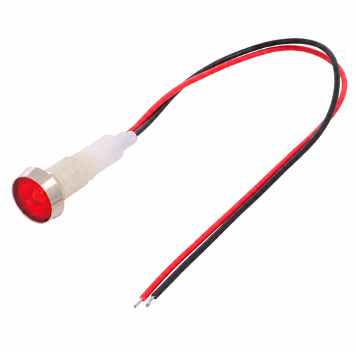 [IND10P-24R-W] PILOTO ROJO 24VAC/DC LED 10MM AGUJERO - 16MM CABEZA - 35MM FONDO C/CABLE