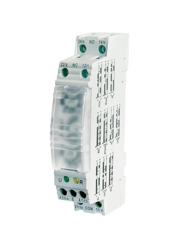 [TR4N-230AC-12-M] TEMPORIZADOR MULTIFUNCION 230V 8A NO+NC TS35 RELPOL