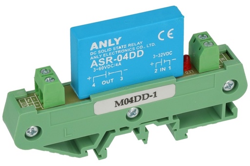 [ASR-M04DD-1] ZOCALO CON RELE ESTADO SOLIDO 4A 3-60VCC ANLY