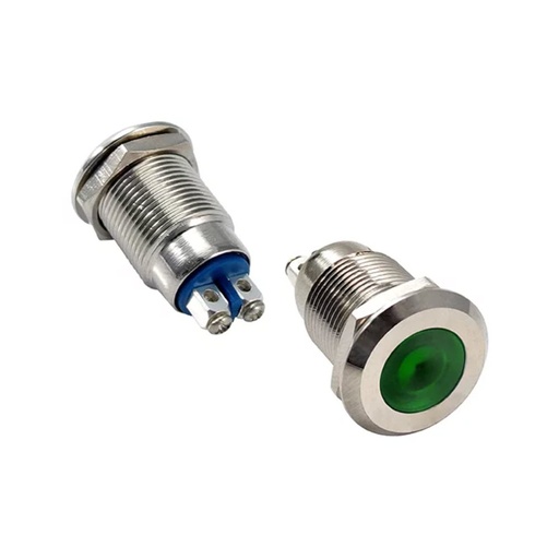 [WW12FSG24/C] PILOTO VERDE 24VDC LED 12MM AGUJERO - 16MM CABEZA - 23MM FONDO BORNE TORNILLO US