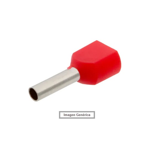 [TE1508] PUNTERA HUECA DOBLE 1.5MM2/8MM ROJA 100UD JE