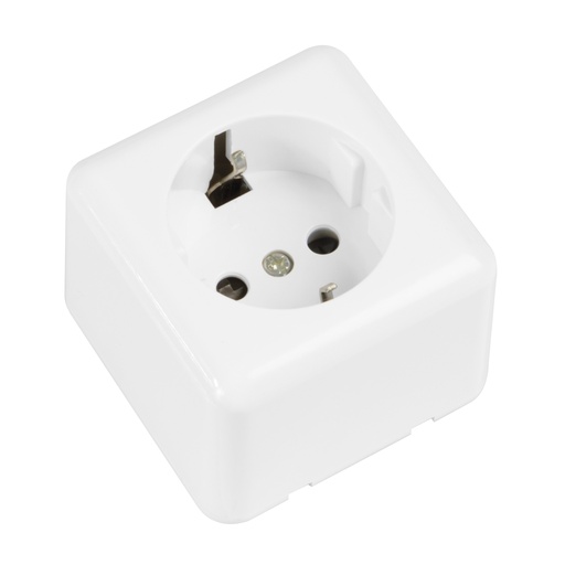 [21186] BASE ENCHUFE SUPERFICIE 2P+TT 60X60MM BLANCA AMIG