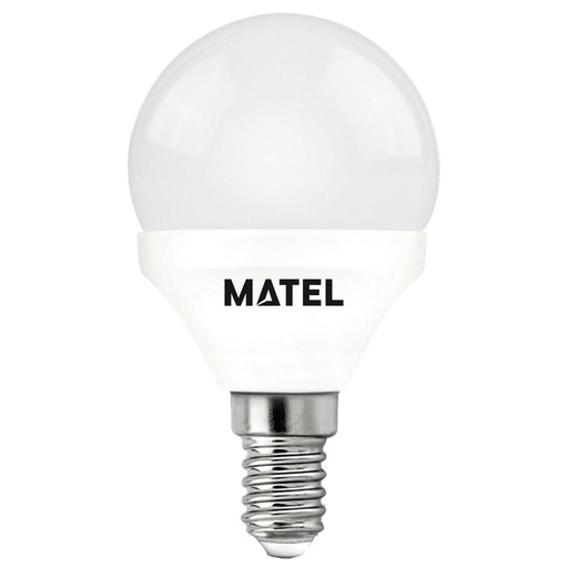 [21801] LAMPARA ESFERICA LED E14 6W 6400K MATEL