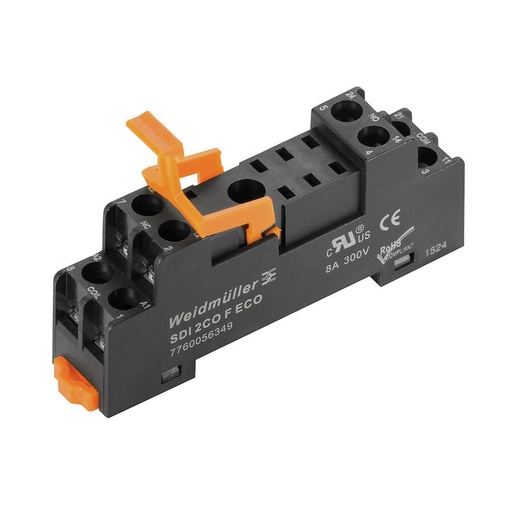[7760056349] BASE RELE CARRIL DIN 2CONT. CONM. 8PIN 8A 300VAC ECO WEIDMULLER