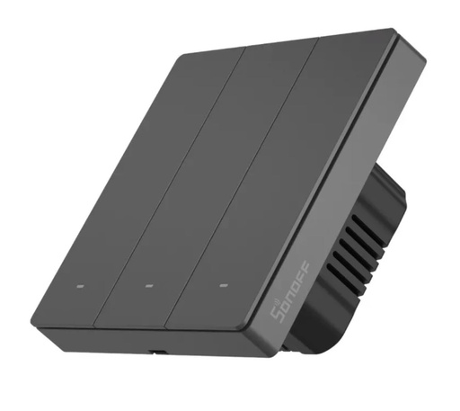 [M5-3C-86] PULSADOR TRIPLE NEGRO WIFI MATTER SONOFF
