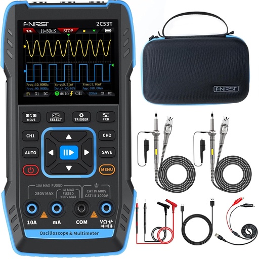 [2C53T] OSCILOSCOPIO 2C/50MHZ - MULTIMETRO - GENERADOR DE SEÑALES 50KHZ 2C53T FNIRSI