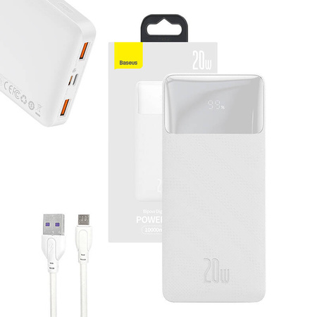 [PPBD10K-X] CARGADOR BATERIA EXTERNO 10000MAH 20/37Wh BLANCA POWERBANK BASEUS